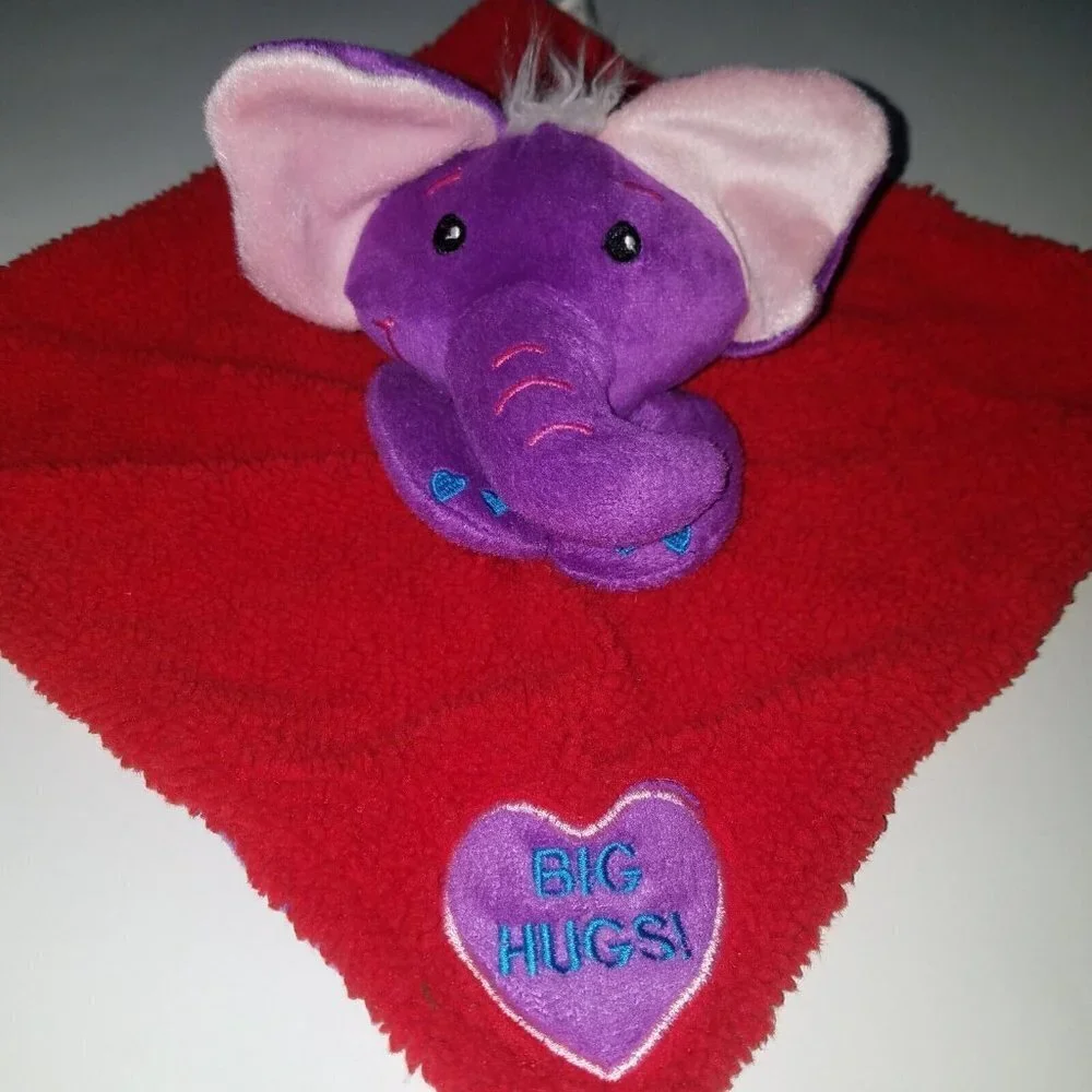 Petco Big Hugs Elephant Plush Lovey Dog Pet Toy Squeaker Red Purple Fleece